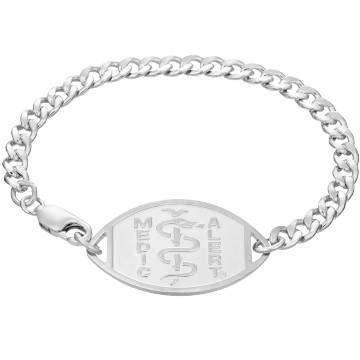 QR Code Classic Embossed Medical ID Bracelet Sterling Silver, Silver, large image number 1